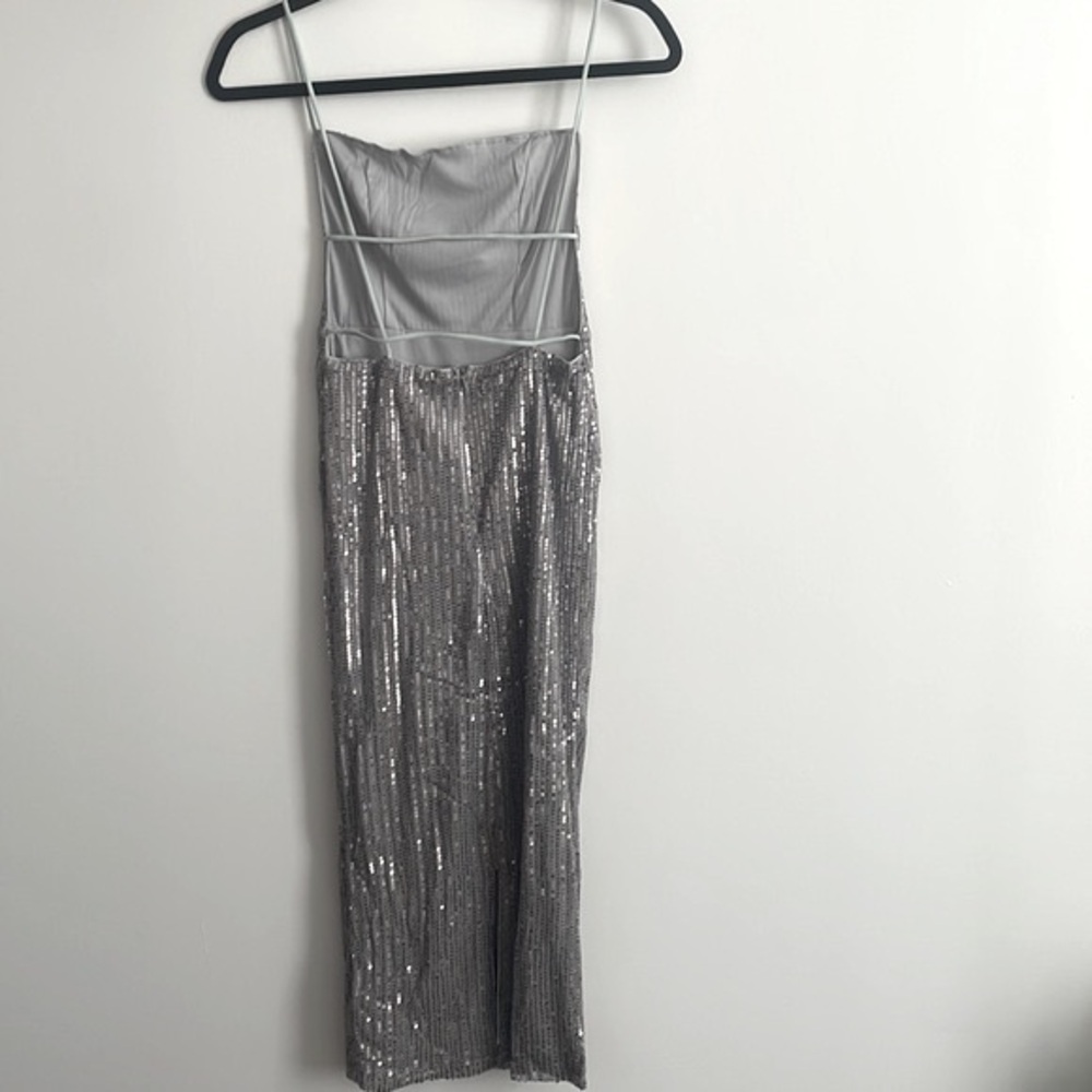 NWT Silver Sequin Midi Dress - Picture 5 of 7